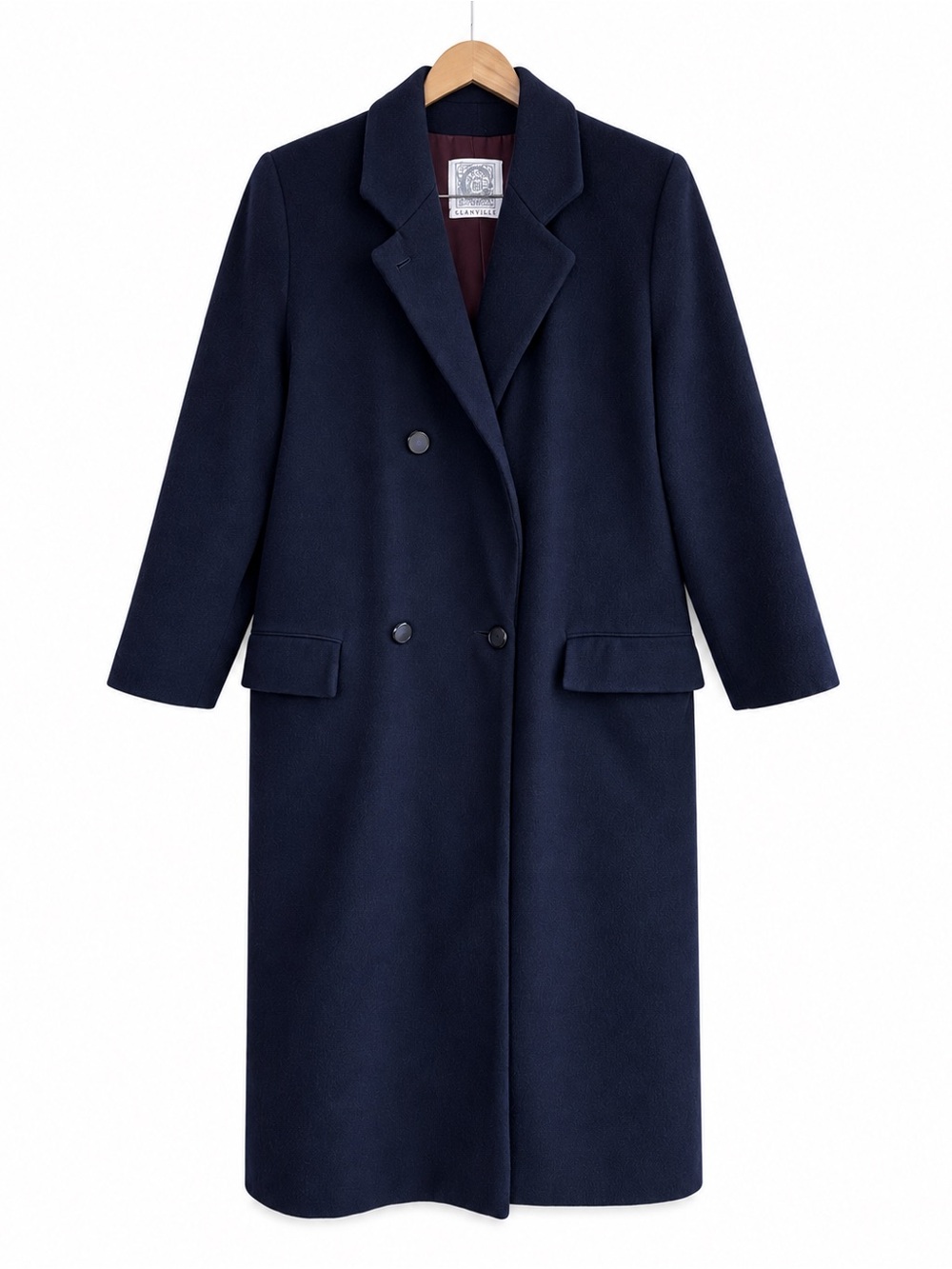 Vintage Navy Blue 100% Wool Double Breasted Maxi Coat Size 11/12 Old Money